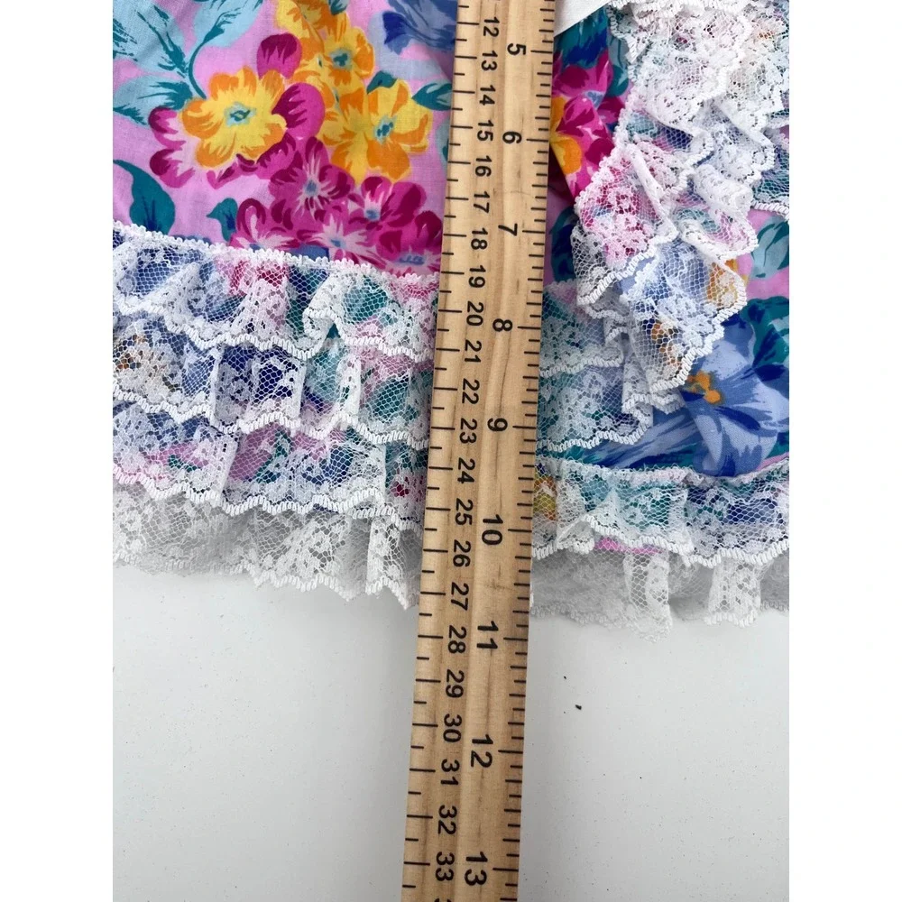Vintage 90's Floral Lace Ruffle Baby Dress and Bloomers Set 3-6 Months Pink Blue
